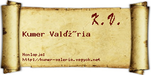 Kumer Valéria névjegykártya